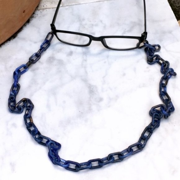 Chunky Link Glasses Chain in Blue Tortoise Shell main image 4